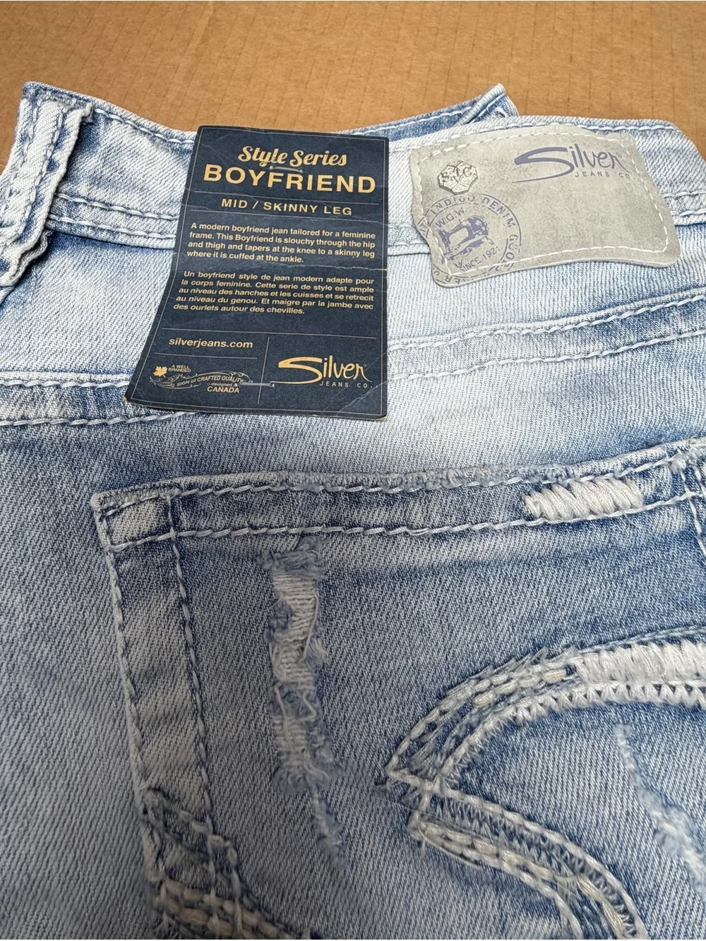 Silver Jeans Light Blue Boyfriend Crop Jeans